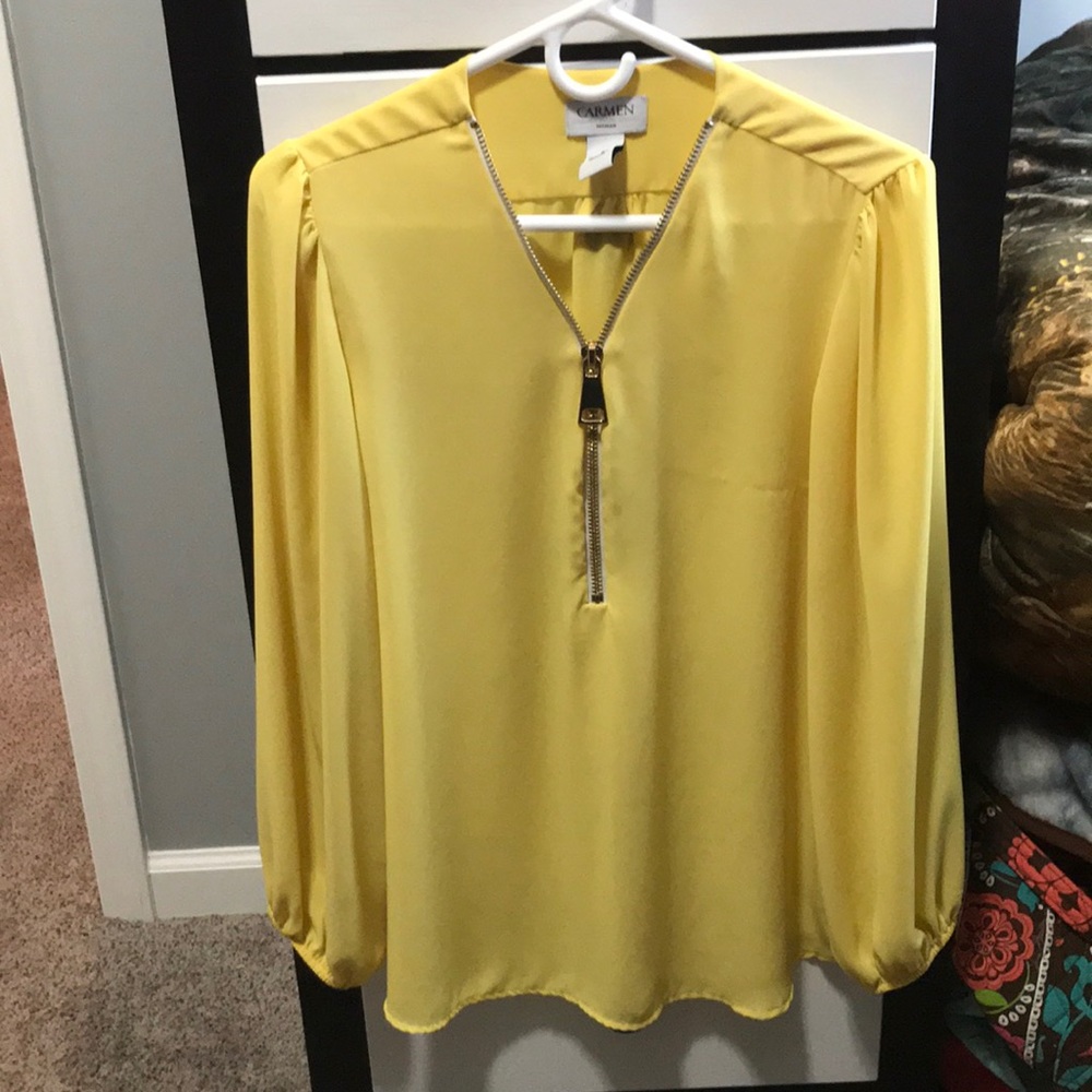 Yellow zip up shirt!